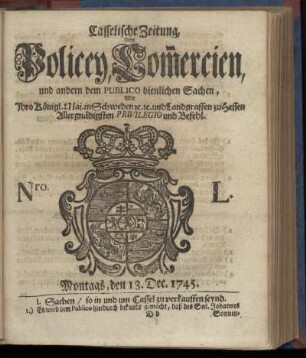 Nro. L, Montags, den 13. Dec. 1745