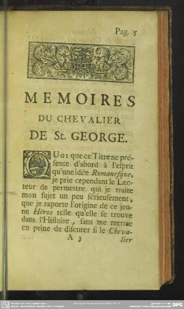 Memoires Du Chevalier De St. George