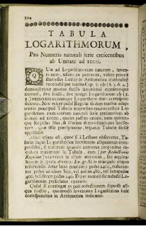 Tabula Logarithmorum.