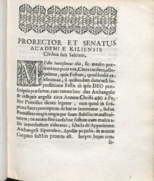 Prorector Et Senatus Academiæ Kiliensis Civibus suis Salutem.