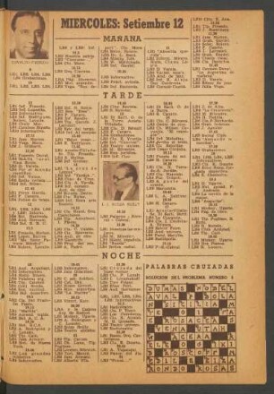 [Programa de] Miércoles: Setiembre 12