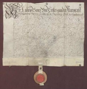Markgraf Ludwig Georg verkauft dem herrschaftlichen Jäger Christian Fritz den Scheurer Hof als rechtes Erblehen um 500 fl. und einen jährlichen Canon von 20 fl.