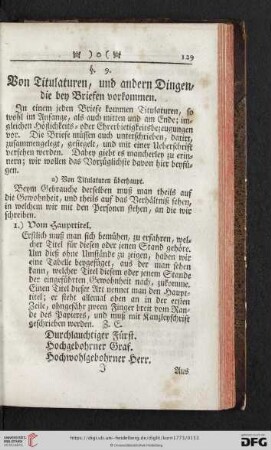 III. Von Titulaturen und anderen Dingen die bey Briefen vorkommen
