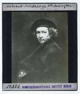 Rembrandt, Selbstbildnis mit Barett und hochgeschlagenem Kragen (Washington NGA 1937.1.72)