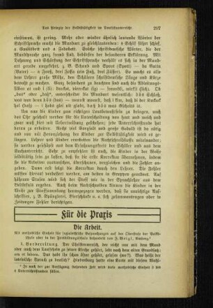¬Die¬ Arbeit : als methodische Einheit für sozialethische Besprechungen auf der Oberstufe der Volksschule oder in der Fortbildungsschule