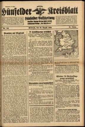 Ausgabe vom Mittwoch, den 28. August 1940.