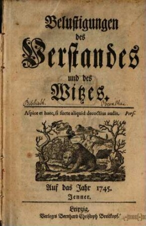 Belustigungen des Verstandes und Witzes. 1745,1/3, 1745, Jan. - März