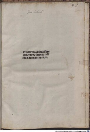 Quaestiones in libros Aristotelis De caelo et mundo