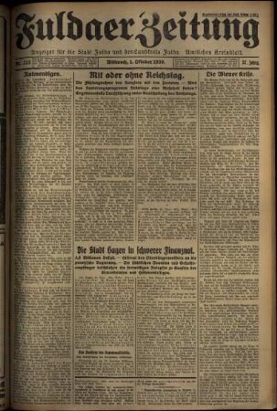 Erste Ausgabe vom Mittwoch, den 01. Oktober 1930.