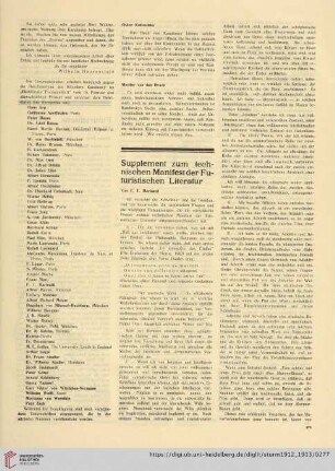 Supplement zum technischen Manifest der Futuristischen Literatur