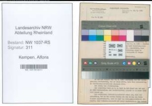 Entnazifizierung Alfons Kempen , geb. 08.09.1894 ()