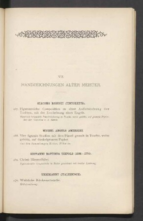 VII. Handzeichnungen alter Meister