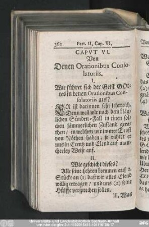 Caput VI. Von Denen Orationibus Consolatoriis.