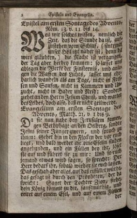 Epistel am ersten Sontage des Advents, .. - Evangelium am 6. Sontage nach Ostern, oder Exaudi, ..