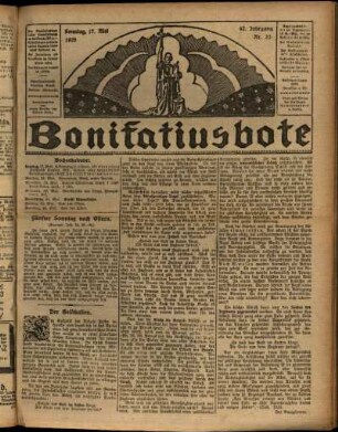 Erste Ausgabe vom Sonntag, den 17. Mai 1925.