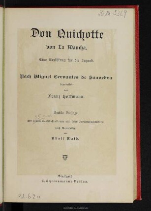 Don Quichotte von la Mancha : eine Erzählung für die Jugend