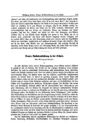 Neuere Balladendichtungen in der Volksschule