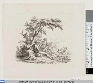 Schäfer und Schäferin unter einem Baum sitzend