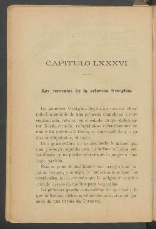 Capítulo LXXXVI - Las serenatas de la princesa Georgina.