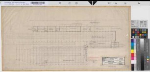 Wiederaufbau des Westschuppens, 5 Binderfelder, Blatt 1: Grundriß, M. 1:500 Hga, Sknr.: 1, Fanr.: 7, Bunr.: 56