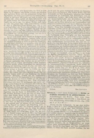 550-551 [Rezension] Hülsmann, J., Beiträge zur christlichen Erkenntniss für die gebildete Gemeinde. Aus Aufzeichnungen und Briefen. Neue verm. Ausg