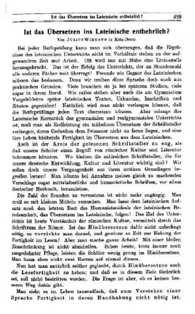 Ist das Übersetzen ins Lateinische entbehrlich?