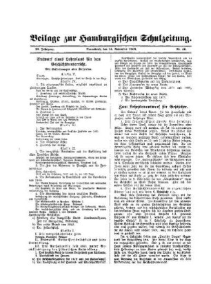 Zum Lehrplanentwurf für Geschichte : Beilage zur Hamburgischen Schulzeitung