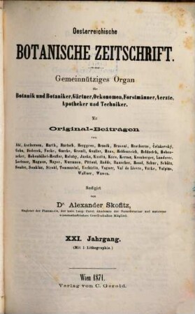 Österreichische botanische Zeitschrift. 21. 1871