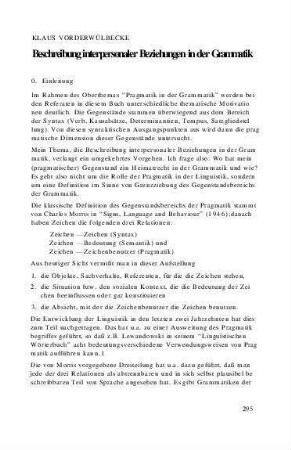 Beschreibung interpersonaler Beziehungen in der Grammatik