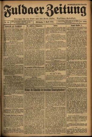 Ausgabe vom Mittwoch, den 07. April 1926.
