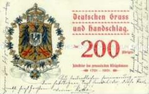 Postkarte zum 200jährigen Bestehen des Königreichs Preußen