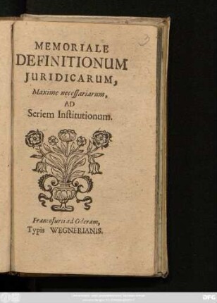Memoriale Definitionum Iuridicarum, Maxime necessarium, Ad Seriem Institutionum
