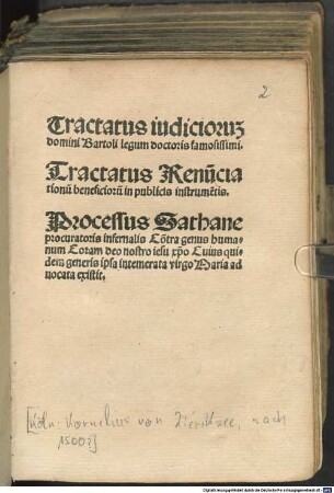 Tractatus iudicioru[m] domini Bartoli legum doctoris famosissimi