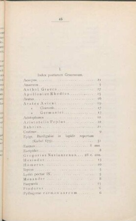 I. Index poetarum Graecorum.