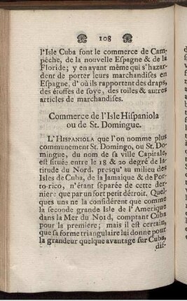 Commerce de l'Isle Hispaniola ou de St. Domingue.