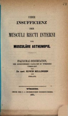 Ueber Insufficienz der musculi recti interni und musculäre Asthenopie