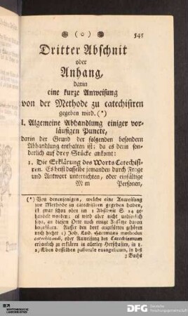 I. Allgemeine Abhandlung einiger vorläufigen Puncte