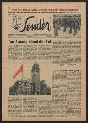 Betriebszeitung 'WF-Sender', Nr.25/1956 (27. Juni 1956)