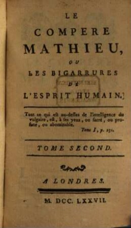 Le Compere Mathieu, Ou Les Bigarrures De L'Esprit Humain, 2