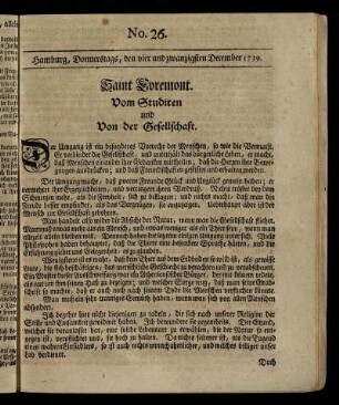 No. 26. Hamburg, Donnerstags, den vier und zwanzigsten December 1739.