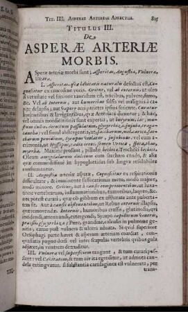Titulus III. Asperae Arteriae Morbis