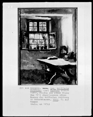 Stube des 1912 abgerissenen Hauses der Wolffschen Stiftung in Ockershausen