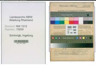 Entnazifizierung Ingeborg Schimrigk , geb. 24.04.1908 (Studienraetin)