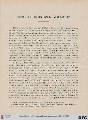 N.S. 2.1920/1924: Maspero et les fouilles dans la vallée des rois