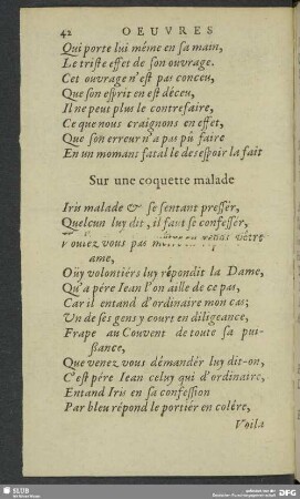 Sur une coquette malade