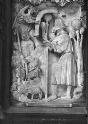 Detail vom Marienaltar, Verkündigung der Geburt Christi an die Hirten