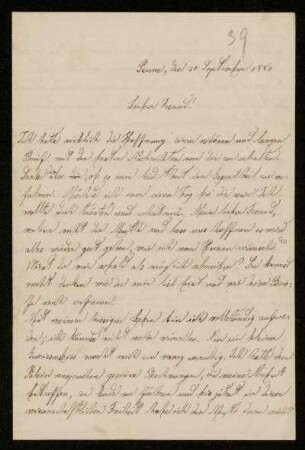 14: Brief von Luigi Bianchi an Adolf Hurwitz, Parma, 21.9.1880