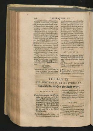 Titulus IX. De Sententia Et Re Iudicata. Von Urtheiln/ welche in ihre Krafft gangen.