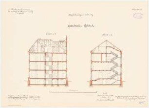 Kaserne des 4. Garderegiments zu Fuß, Berlin-Moabit: Handwerkergebäude: Schnitte 1:100
