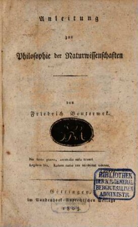 Anleitung zur Philosophie der Naturwissenschaften